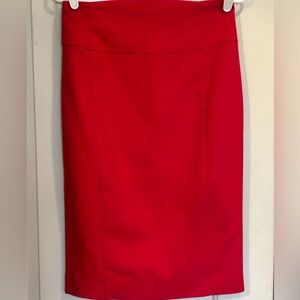 Express Red Pencil Knee length Skirt Back Slit and Zip